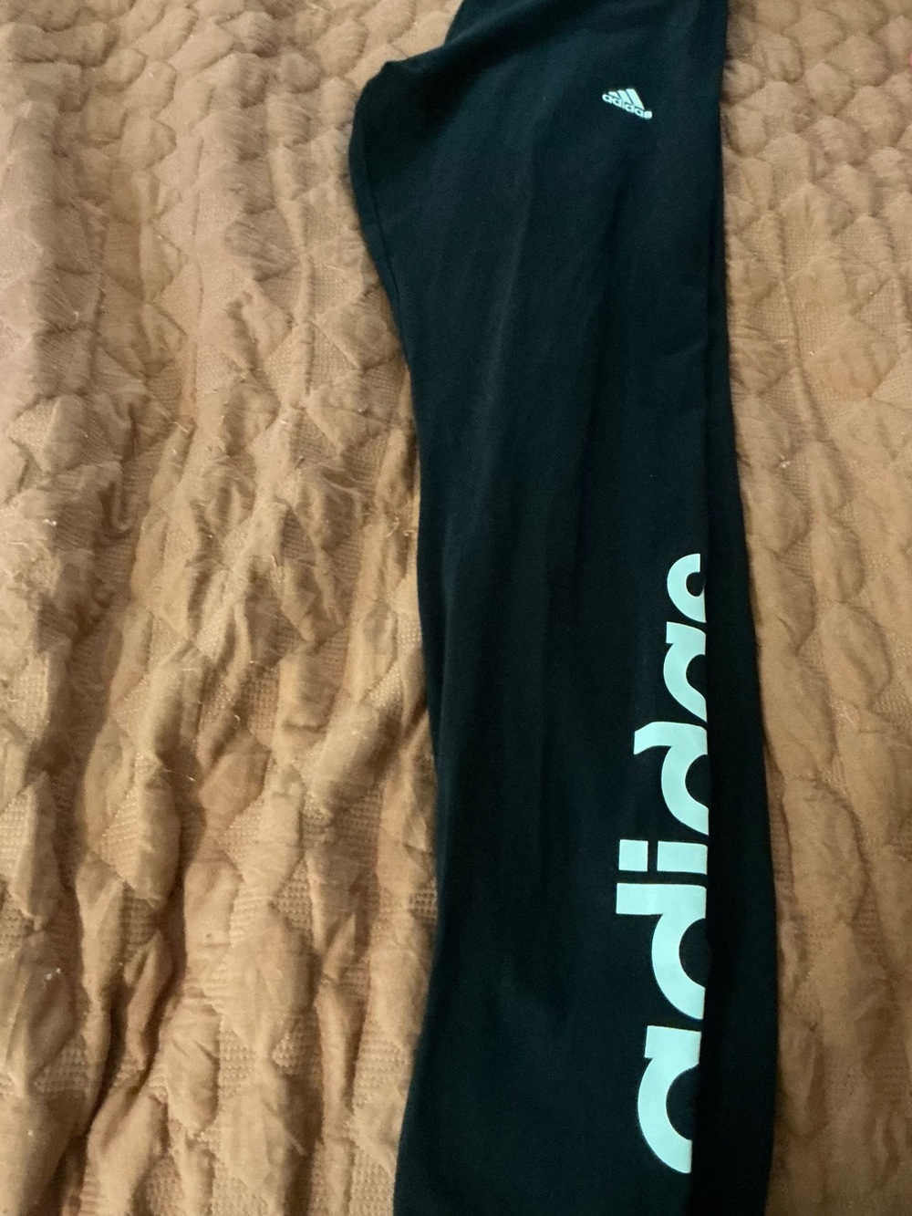 ADIDAS Women's Black Logo Leggings Stretch Elastic Waist Gym Training Size M